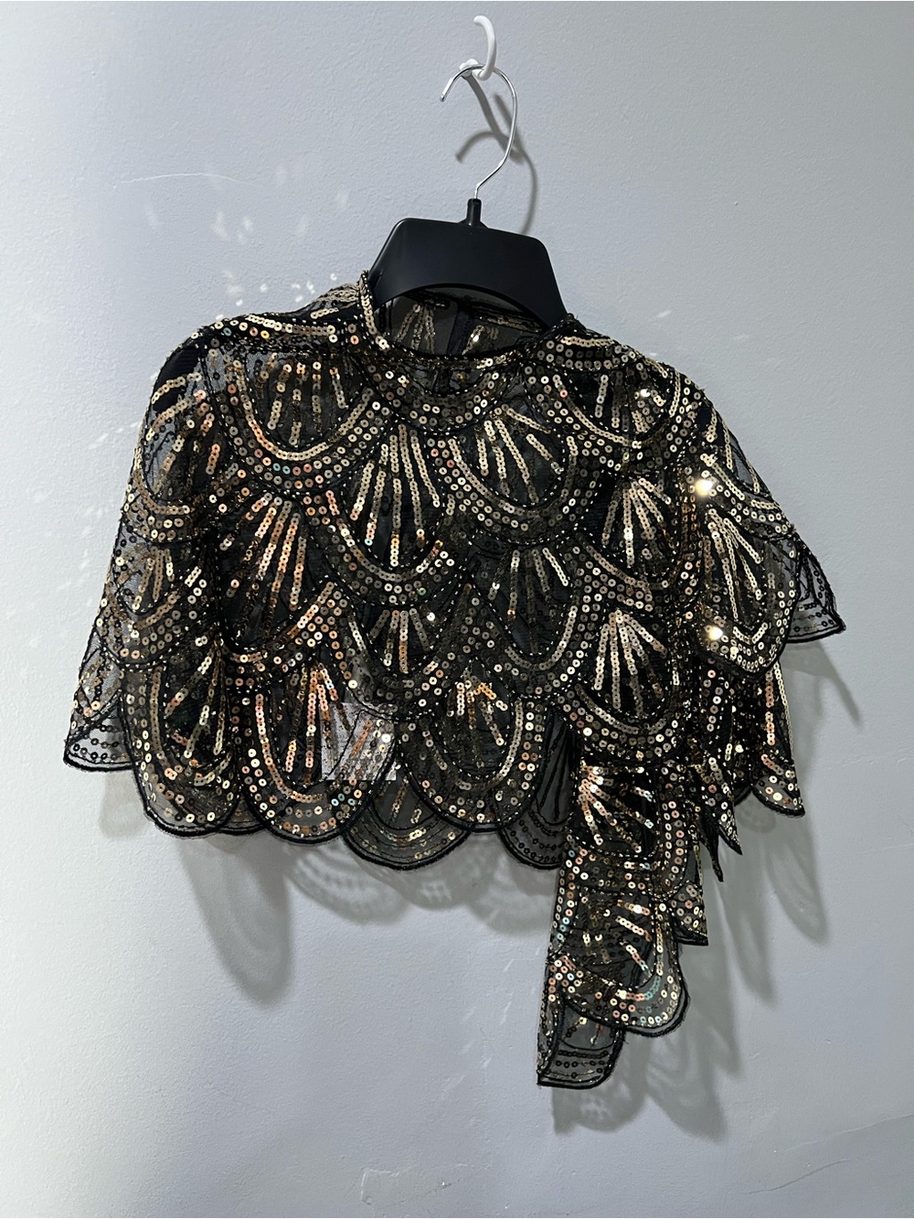 Black & Gold Sequin Cape vintage